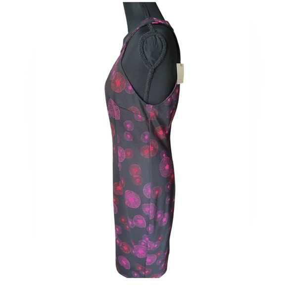 NWT Trina Turk Pink Red & Black Halter Sheath Dress with Retro Print - Picture 9 of 10